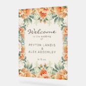 Peach Cream Floral Eucalyptus Mariage Bienvenue (Angle)