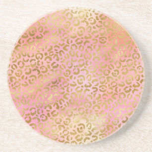 Peach Cream Roze Geel Goud Leopard Print Tie Dye Zandsteen Onderzetter