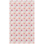 Peach Cream Stripes Waterverf Flowers Tafelkleed (Voorkant)