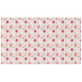 Peach Cream Stripes Waterverf Flowers Tafelkleed (Voorkant (Horizontaal))