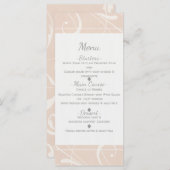 Peach & Creamy White Floral Swirl Menu Mariage (Devant / Derrière)