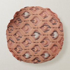 Peach Crochet Tiger Pattern Pillow Cover Rond Kussen