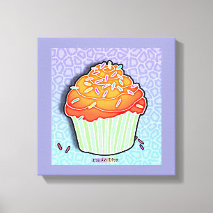 Peach Cupcake Gallery Wrapped Canvas Afdruk