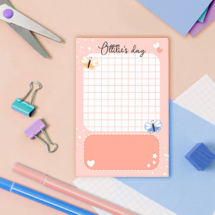 Peach Cute Hearts Stars Vlinders Voeg naam toe Post-it® Notes