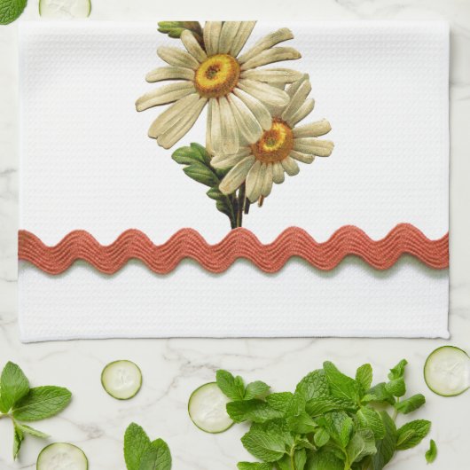 Peach Daisy Theedoek (Gevouwen)