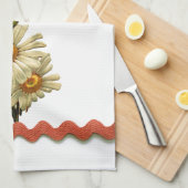 Peach Daisy Theedoek (Quarter Fold)