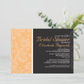 Peach Damask Bridal Shower-uitnodigingen Kaart (Staand voorkant)