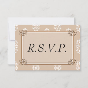 Peach Damask Wedding RSVP Kaartje