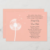 Peach Dandelion Wedding Invitation Kaart (Voorkant / Achterkant)