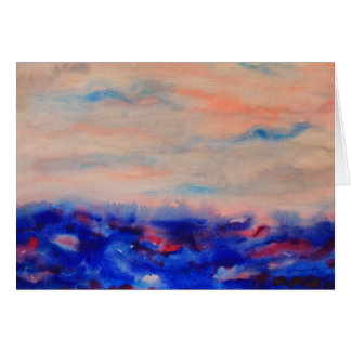 Peach Dark Blue Impressionist Horizon Aquarelle