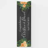 Peach Dark Gray Wedding Rozen Floral Spandoek (Verticaal)