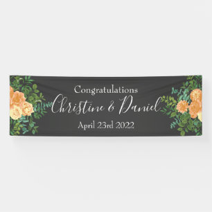 Peach Dark Gray Wedding Rozen Floral Spandoek