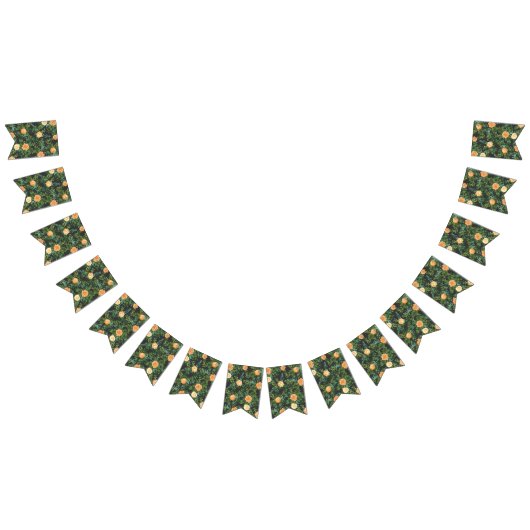 Peach Dark Gray Wedding Rozen Floral Vlaggetjes (Alle)