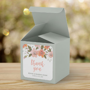 Peach Delicate Floral Dank u Vierkante Sticker