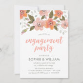 Peach Delicate Floral Engagement Party Invitation (Devant)