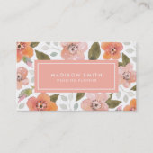 Peach Delicate Floral Visitekaartje (Voorkant)