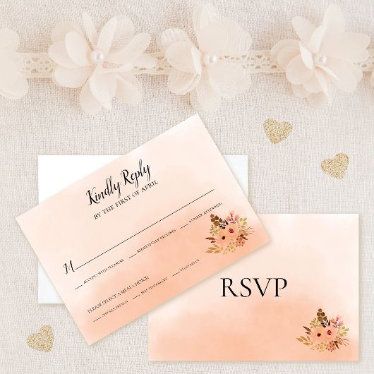 Peach Delight Ombre Wedding Carte RSVP