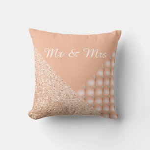 PEACH DIAMOND HEART GLITTER CUSHION RING PILLOW KUSSEN