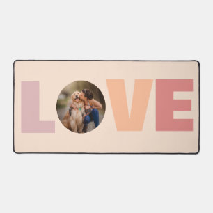 Peach Dog Photo Love Typographie Bureau Mat