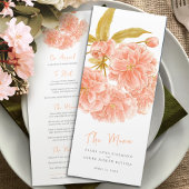 Peach double fleurs fleurs menu mariage