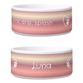 Peach 'drink drip splash' Dog Name Bowl Voerbakje