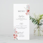 Peach Dusty Blue Floral Menu (Staand voorkant)