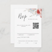 Peach Dusty Blue Floral RSVP (Voorkant / Achterkant)