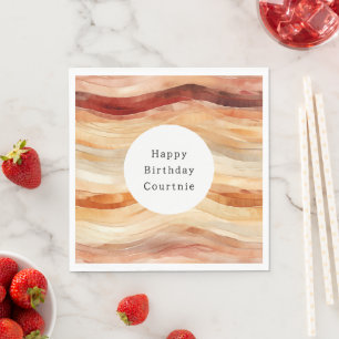 Peach Dusty Cream Waves Verjaardag Servet