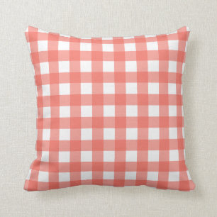 Peach Echo & White Gingham Check Kussen