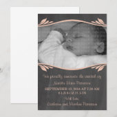 Peach Elegant Chalkboard Baby Faire-part (Devant / Derrière)