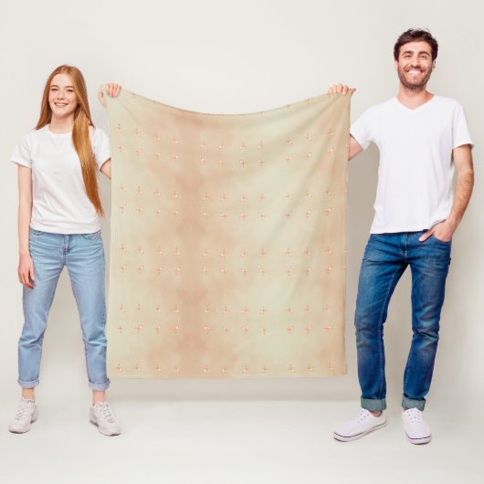 Peach elegant floral butterfly pattern fleece deken (In situ)