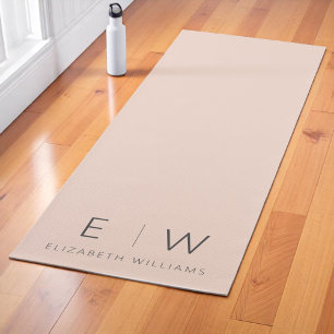 Peach Elegant Modern Minimalistisch Monogram Naam Yogamat
