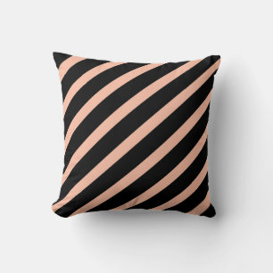 Peach en Black Striped Kussen