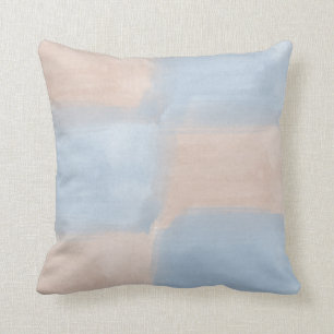 Peach en Blue Waterverf Kussen
