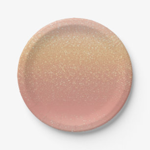 Peach en Gold Glitter Ombre Kids Verjaardagsfeestj Papieren Bordje