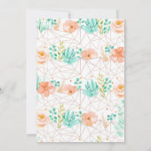 Peach en Green Floral Pensioen Uitnodiging (Achterkant)