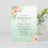 Peach en Mint bruids douche uitnodiging (Staand voorkant)