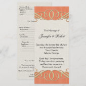 Peach en Sage Elegant Scroll Bruiloft Programma (Voorkant / Achterkant)