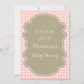 Peach En vichy Burlap Baby Shower Invitations (Devant)