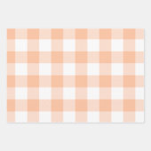 Peach en White Country Gingham Inpakpapier Vel (Voorkant 3)