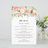 Peach et Ivory Watercolor Flowers Menu Mariage (Debout devant)