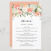 Peach et Ivory Watercolor Flowers Menu Mariage (Devant / Derrière)
