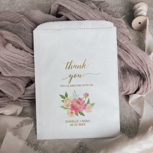 Peach et rose Peony Flowers Mariage Favor Sacs
