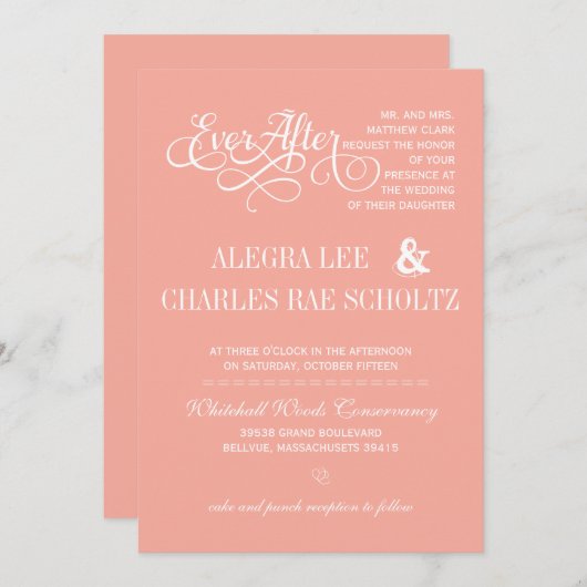 Peach EverAfter Invitation Chalkboard (Devant / Derrière)