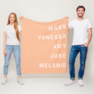Peach Familieleden Namen Minimalistisch Fleece Deken