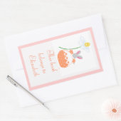 Peach fifi daisy bunny bookplate rechthoekige sticker (Envelop)
