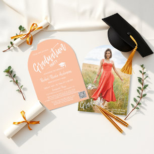 Peach Fizz Arch Photo Grad Invitation