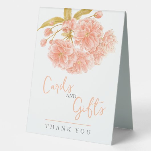 Peach fleurs fleurs mariage cartes de signe et cad (Recto)