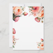 Peach Floral 80e verjaardag uitnodiging (Achterkant)