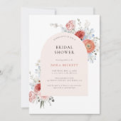 Peach Floral Arch Bridal Shower Invitation (Devant)